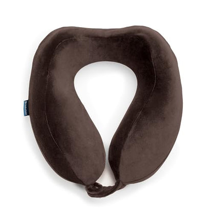 Brookstone Neck Travel Pillow Lightweight Contoured Memory Foam Support - color: Velvet Brown