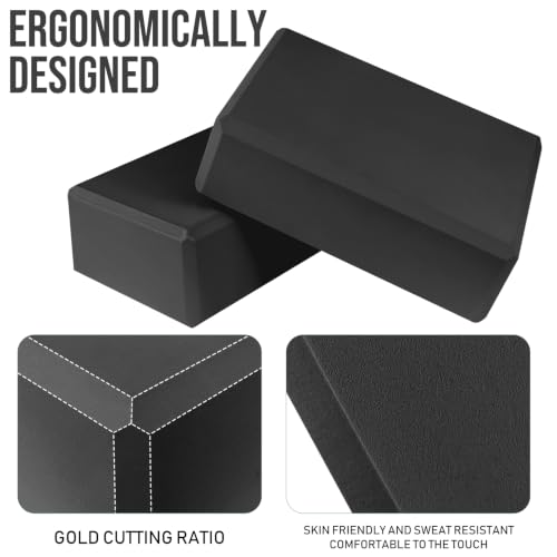 9"x6"x3" Yoga Block, 2 Pcs Soft Non-Slip Foam Blocks Supportive - color: Black