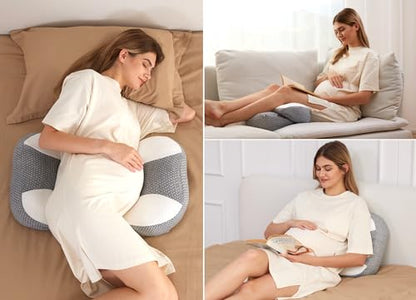 Momcozy Portable Pregnancy Pillow - Adjustable W Shaped Maternity Pillow - size: Plus Size