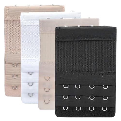 Women's Bra Extenders 4 Hook / 3 Hook / 5 Hook / 2 Hook Soft Comfortable Stretchy Bra Extension Strap - color: 4pcs, Bra Extender 4 Hook 1/2 Inch