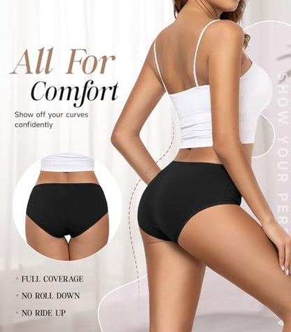 TANSTC Womens Underwear Cotton Hipster Panties for Women - color: Black-6pack, size: Medium