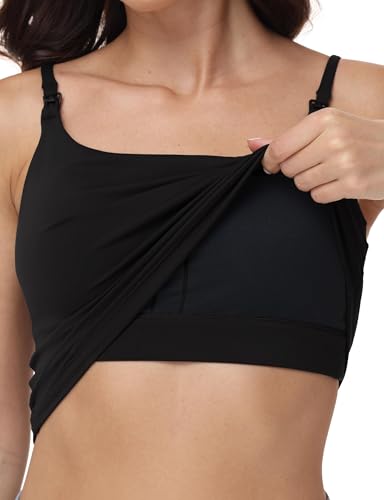 Foucome Nursing Tank Tops for Breastfeeding - color: Black, size: X-Large