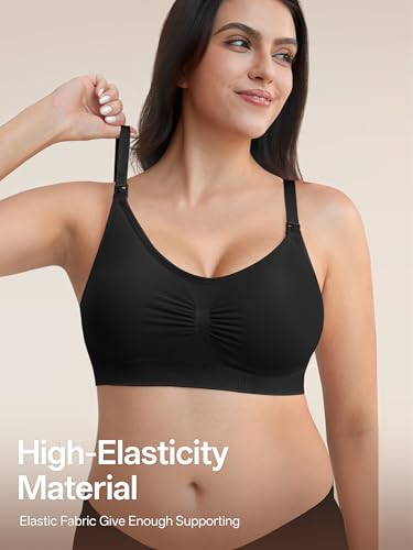 Angelhood Women Nursing Bras for Breastfeeding 5 Pack, Maternity Sleep Bra - color: 5 Pack Multicoloured K, size: Medium