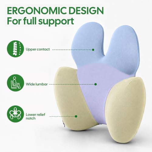 Full Back Support Pillow for Office Chair, 3-Zone Memory Foam