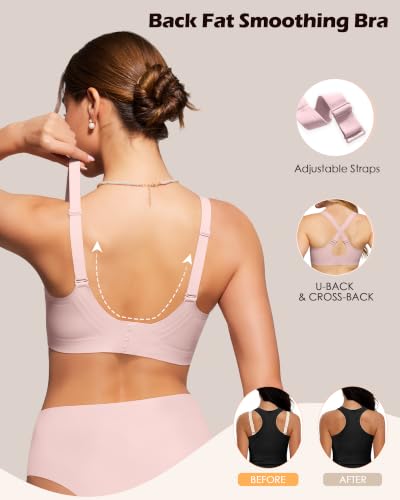 As Fairy Wireless Jelly Bra for Women Seamless Full Coverage No Underwire - color: Soft Pink, size: 32C