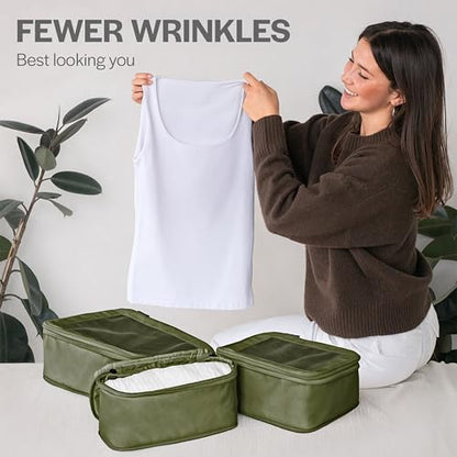 Aerotrunk Compression Packing Cubes for Travel, 4-Pack, Olive - color: Olive, size: 4-Pack