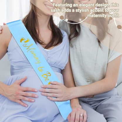 Mommy to Be Sash, Blue Baby Shower Sashes - color: Blue