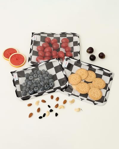 ALVA 3pcs Mess-Proof Travel Pouches,TSA Approved Toiletry Bag,Makeup Bag - color: Black grid