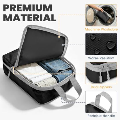 8-Set Compression Packing Cubes for Travel - color: Black