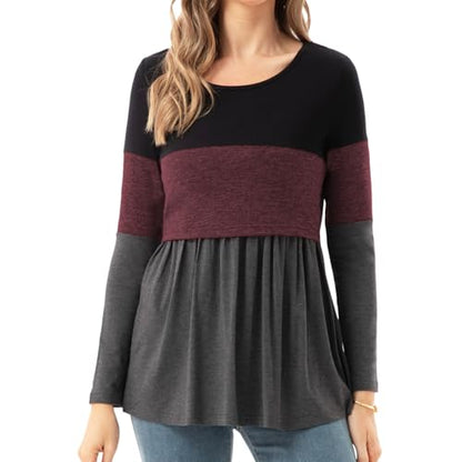 Bearsland Women’s Scoop Neck Nursing Top - color: Barn Red, size: Medium