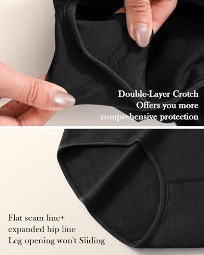 Annenmy High Waisted Womens Underwear Cotton Underwear Full Coverage Briefs Stretch Breathable Ladies Panties 5 Pack - color: Black, size: Medium