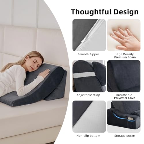 Wedge Pillow Set for After Surgery,Dark Grey,9PCS-23.2" - color: Dark Grey, size: 9PCS-23.2''