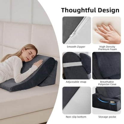Wedge Pillow Set for After Surgery,Dark Grey,9PCS-23.2" - color: Dark Grey, size: 9PCS-23.2''