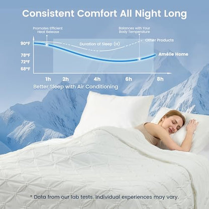 Amélie Home Elegant Pintuck Cooling Comforter Twin Size, Pearl White - color: Pearl White, size: Twin/Twin XL (68''x90'')