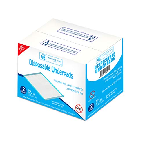 Disposable Underpads Size 30X36 Case of 100 Blue and White Great for Changing Table and Surfaces - size: 30X36