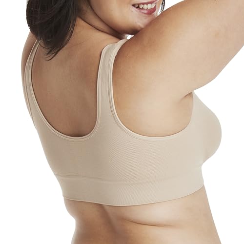 Hanes Women's Cozy Wireless Bra, Full-Coverage Pullover Bra, Seamless T-Shirt Bra - color: Nude, size: XX-Large