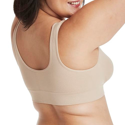 Hanes Women's Cozy Wireless Bra, Full-Coverage Pullover Bra, Seamless T-Shirt Bra - color: Nude, size: XX-Large