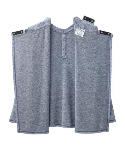 Silvert's Men's Open Back Long Sleeve Henley Shirt, Adaptive Assisted Dressing Top with Snap Closures - color: River Heather, size: Large