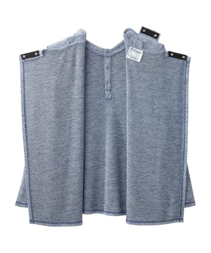 Silvert's Men's Open Back Long Sleeve Henley Shirt, Adaptive Assisted Dressing Top with Snap Closures - color: River Heather, size: Large