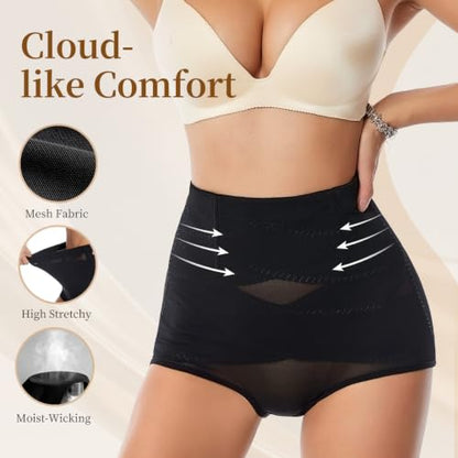Womens Tummy Control Shapewear, High Waist Butt Lifter Panties - color: Black+beige, size: X-Large