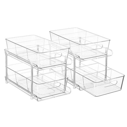 Vtopmart 2 Pack Larger Pull Out Bathroom Under Sink Organizer (M-Standard) - color: Transparent, size: M-Standard (2 Pack)