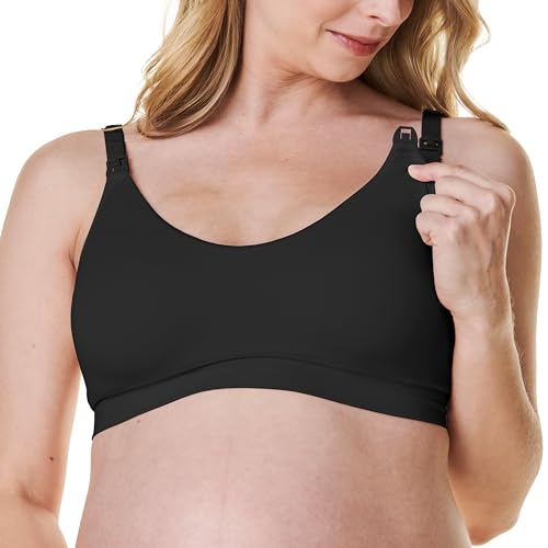 Bravado Designs Nursing Bra Full Coverage Wireless Scoop Neck Comfort Maternity Bra - color: Black, size: XX-Large
