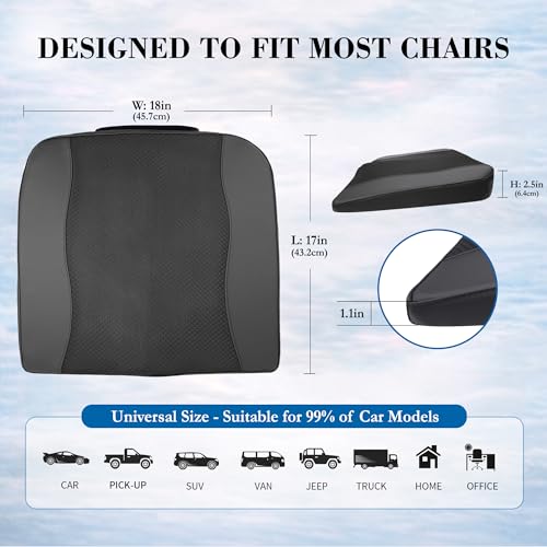 Lofty Aim Car Seat Cushion, Memory Foam Car Seat Cushions for Long Driving - color: Black