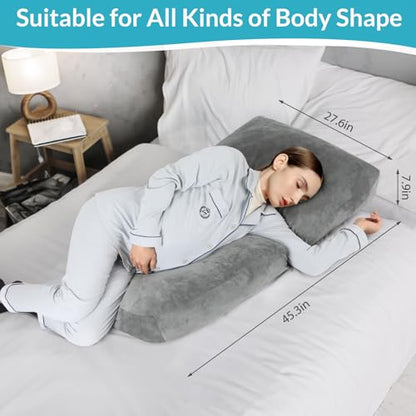 Pregnancy Belly Pillow for Sleeping, Full Body Pregnancy Massage Pillow - color: Grey