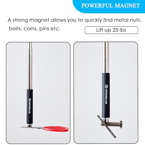 Telescoping Pickup Tool Magnetic Pole with Hook, 10 ft Grabber Reacher Tool