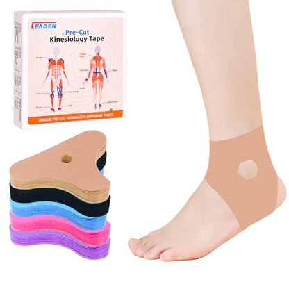 Precut Kinesiology Tape for Ankle, 20 Pcs, Beige - color: Beige