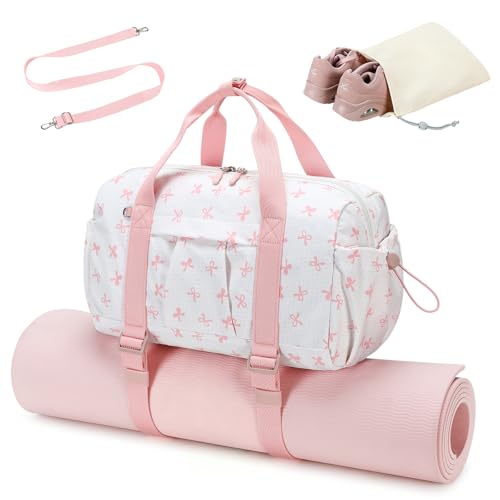 LEDAOU Small Gym Bag for Women - color: Pink Bow, size: Mini-14"