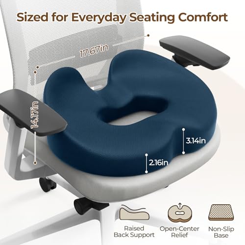 TushGuard Donut Pillow Seat Cushion Memory Foam Lifting Cushions, Blue - color: Blue
