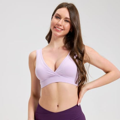 netdraw Padded Bamboo Viscose Nursing Sleep Bra - color: Lavender, size: Small