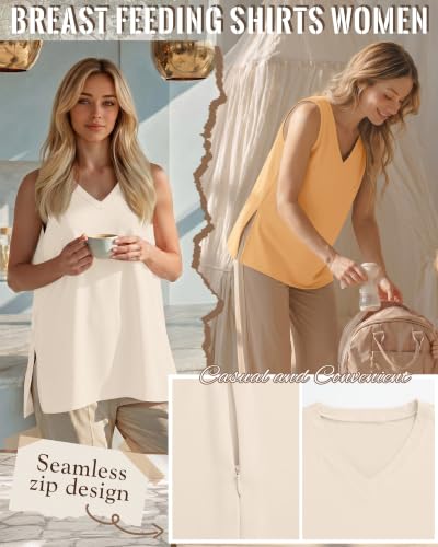 3 Pack Womens Maternity Nursing Tank Top - color: Yellow, Green, Cream, size: Large