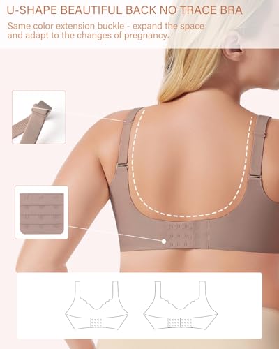 UHdod Nursing Bras for Breastfeeding, Seamless Wireless Maternity Bra - color: Black + Grey + Pink, size: Medium