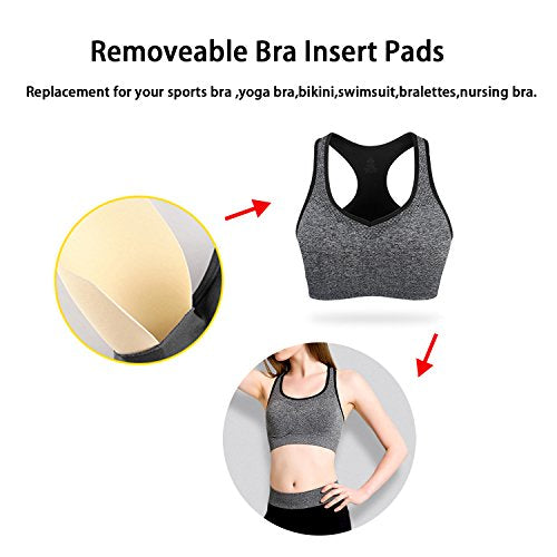 3 Pairs Removeable Triangle Bra Pads Inserts for Bikinis Top, Sport/Yoga Bra, Swimsuit, A/B,C/D Cups Optional-Beige - size: B