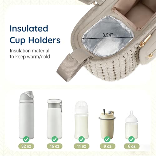 mommore Universal Stroller Organizer with Insulated Cup Holders - color: Light Cafe