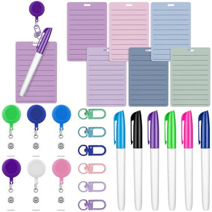 Lincia 6 Sets Nurse Badge Notepad with Marker, Retractable Dry Erase Board - color: Multicolor, style: Lined