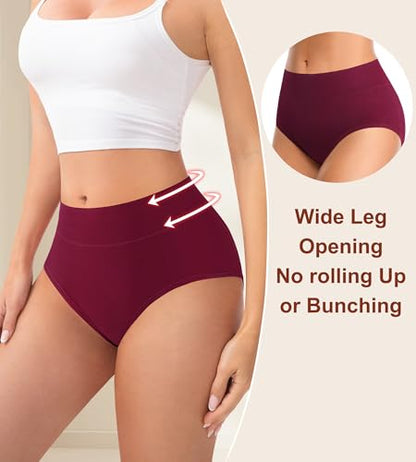 Womens Mid High Waisted Cotton Underwear Breathable Briefs Panties 5 Pack - color: Multicolor-5 Pack-01-a, size: X-Large