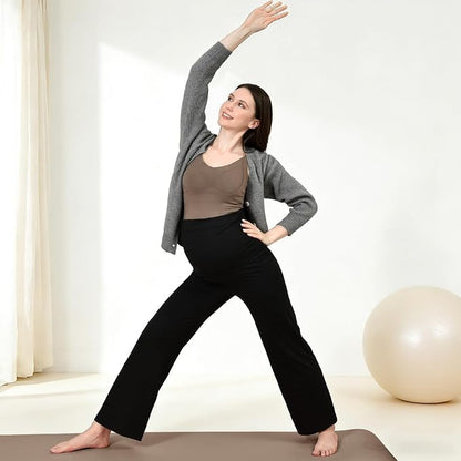 Ipletix Maternity Work Wide Leg Lounge Pants - color: Khaki, size: Large