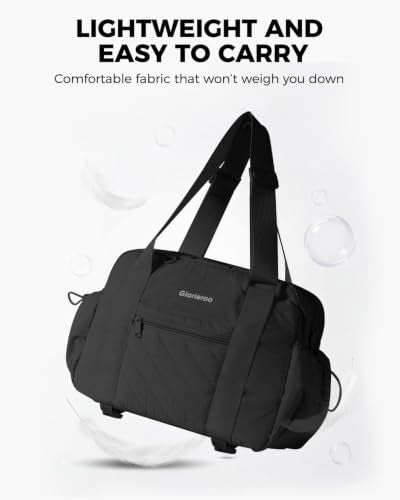 Small Gym Bag for Women - Duffle Weekender Work Duffel Carry on Tote Bag - color: Black