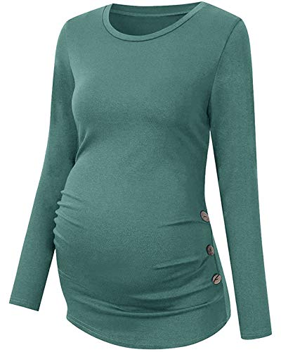 Chuanqi Womens Maternity Shirt Fall Long Sleeve T-Shirts Pregnancy Clothes - color: A-light Green, size: Small