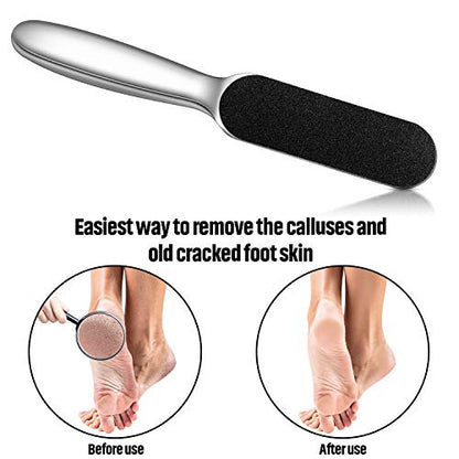 Mudder 2 Pack Pedicure Foot Files with 20 Replaceable Refill Pads,Silver - color: Silver