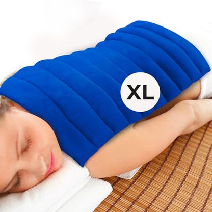 XL Microwavable Heating Pad with Cover Releases Moist Heat for Back Pain - color: Blue