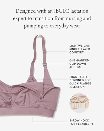 Bodily Do Anything Nursing Bra for Breastfeeding & Hands-Free Pumping - color: Dusk, size: Small