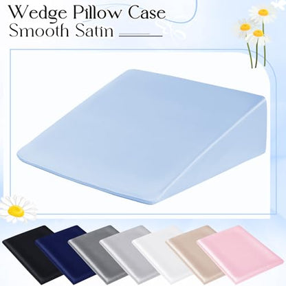 RUDONG M Satin Wedge Pillow Cover, Wedge Pillowcase, Light Blue, 25"x25"x8" - color: Light Blue