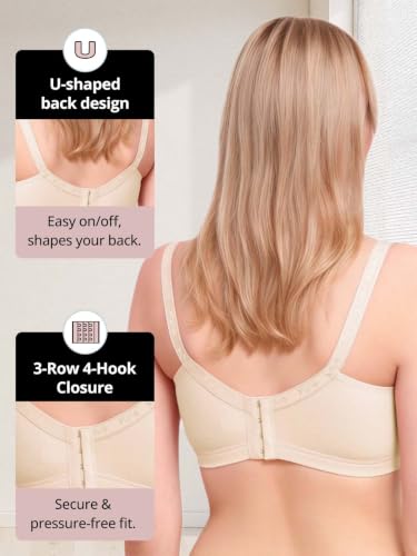 Cross-Front Cotton Nursing Bras - Wireless V Neck Sleep & Lounge Bralette, Comfy Wirefree Pregnancy & Breastfeeding Bra - color: Beige, size: Small