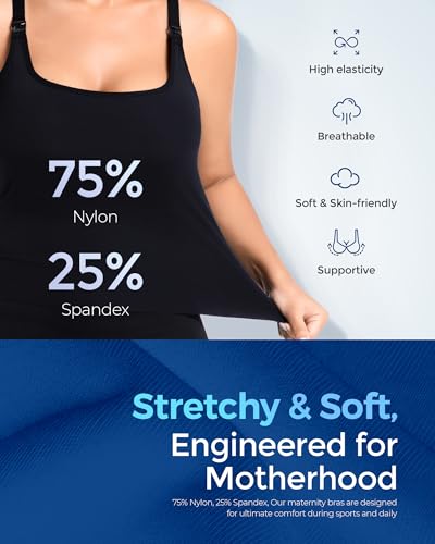 Nursing Sports Bra Breastfeeding Crop Tank Tops with Built in Bra - size: Medium