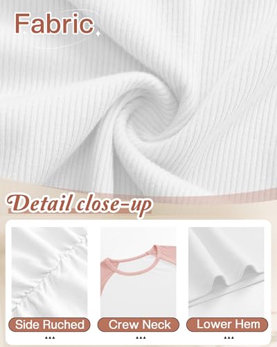 Neer 3 Pack Maternity Long Sleeve Shirts Ribbed Pregnancy Tops - color: Light Heather Gray, Blue, Pink, size: Medium