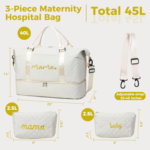 Large Maternity Hospital Bag, 45L, Beige - color: Beige